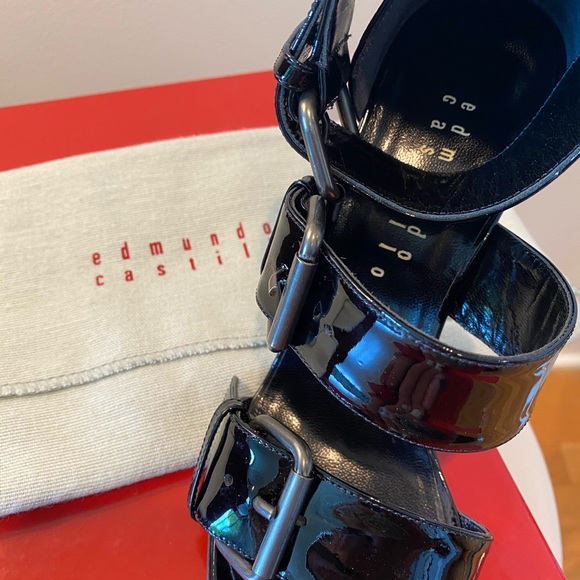 Edmundo Castillo Black Patent Leather Heels sz 7 - Picture 7 of 9